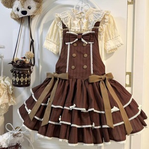 ゆめかわ♡全3カラー　ストライプ柄サスペンダースカート　wanpi14