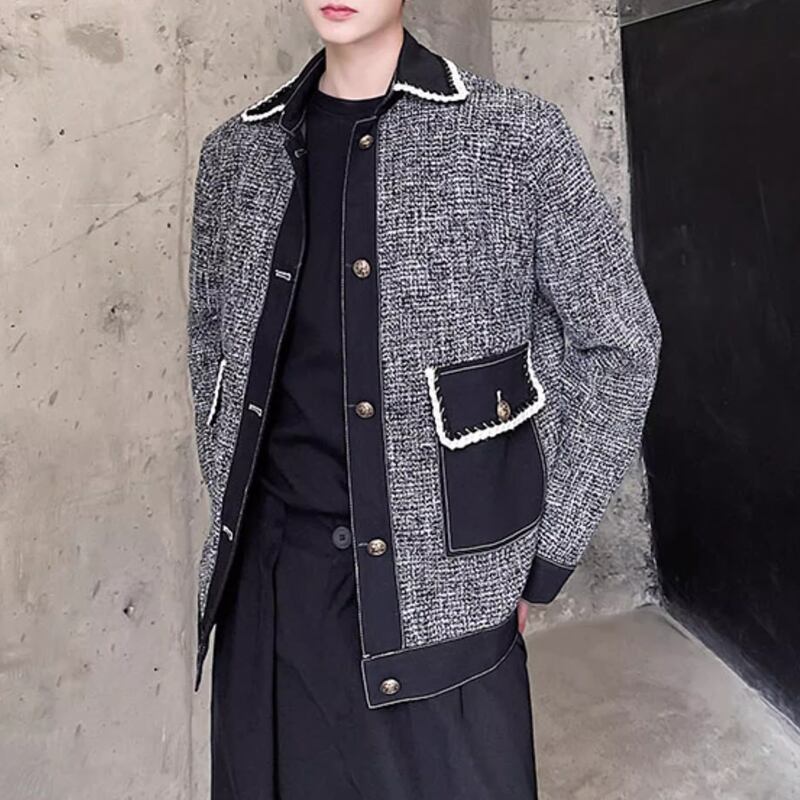 オープンカラー パッチポケット 腰丈 ボタンフロント ジャケット 1color MOJ0133