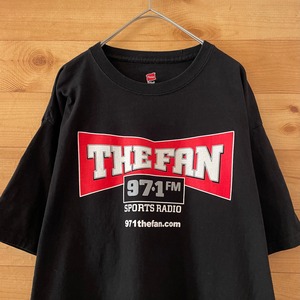 【Hanes】スポーツラジオ局 THE FAN プリント ロゴ Tシャツ L ヘインズ US古着