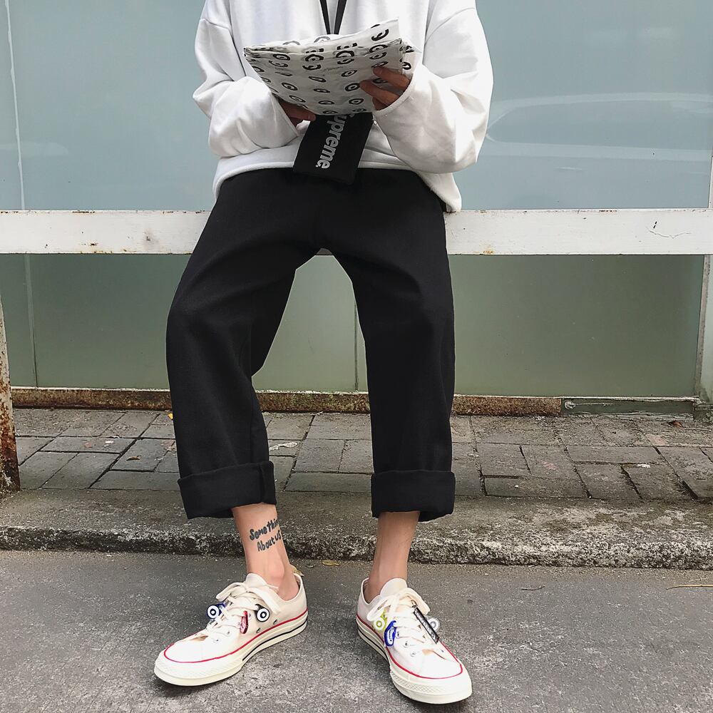 全2色 パンツ ストレート カジュアル シンプル 無地 おしゃれ