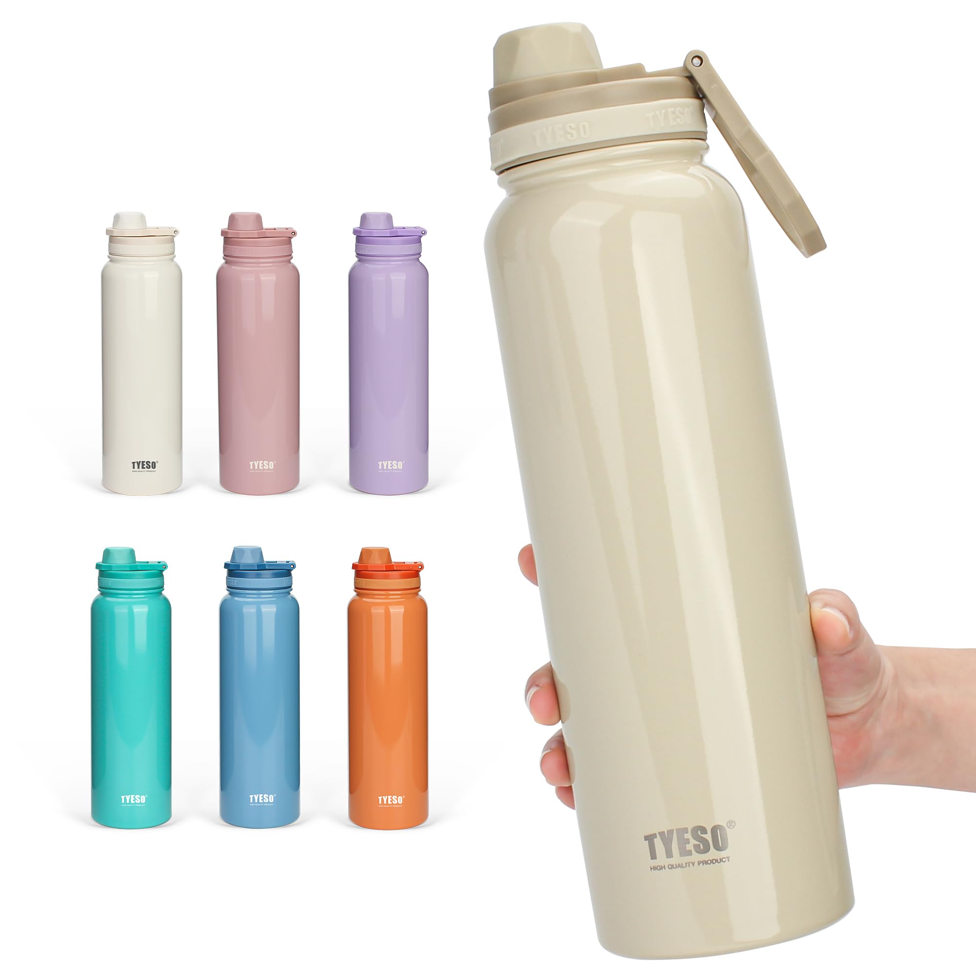 【努力特価】TYESO 水筒 真空断熱 スポーツボトル 1050ml/1200ml 保温保冷 水筒 直飲み 広口 ハンドル付 大人 子供 8色選択可能