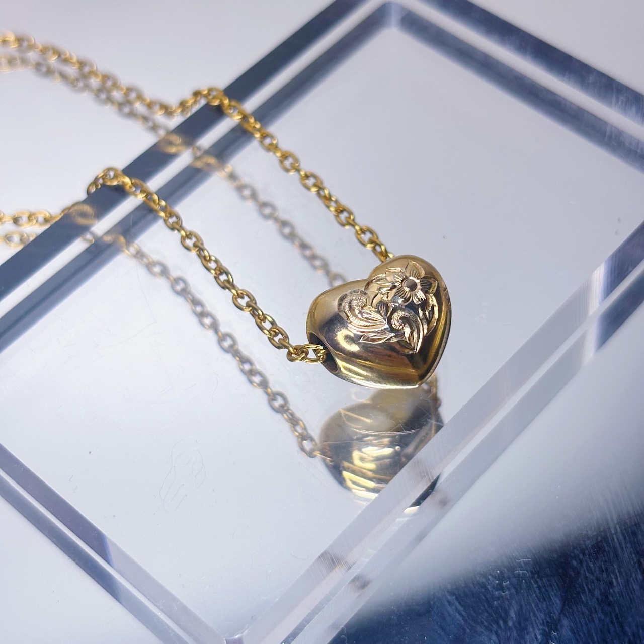 チャンキーハートネックレス(細)