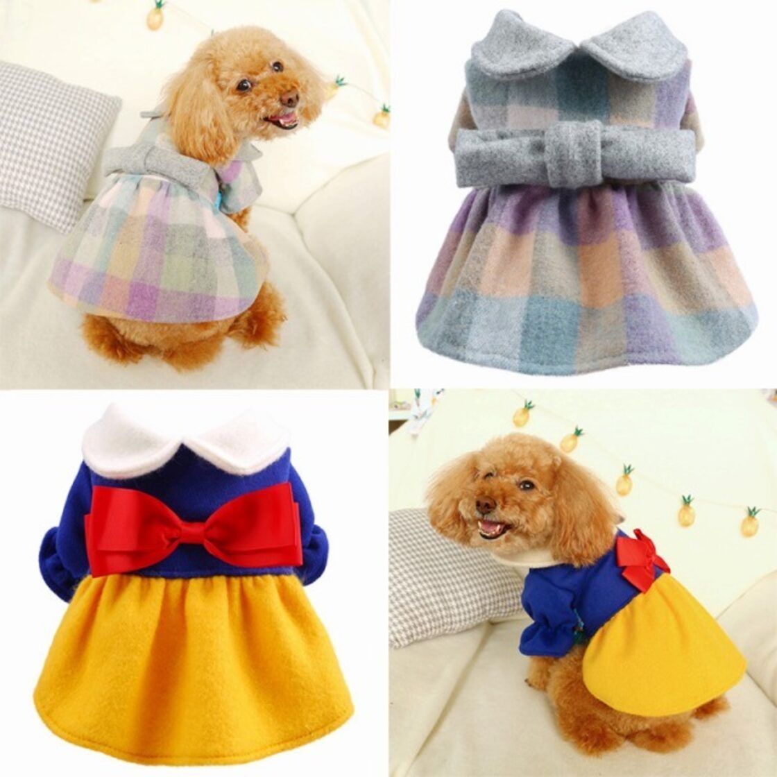 ハンドメイド犬服 切替えワンピ ハイウエスト コーデュロイスカート 