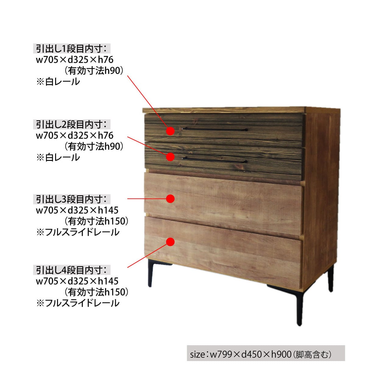 チェスト　リビング収納　キッチン収納　寝室収納　引出収納　スリーズファニチャー 北欧インテリア チェスト リビング収納 キッチン収納 寝室収納