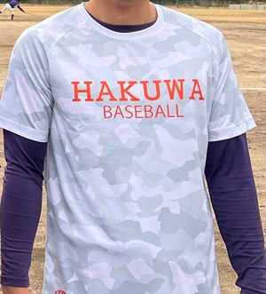 伯和ビクトリーズ選手使用　同デザイン　ベースボールTシャツ　カモ柄ホワイト