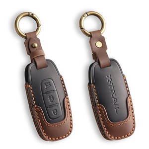 【人気】日産 エクストレイル T33系 2022年7月〜現行 スマートキーケース キーホルダー キーカバー レザー製 ロゴ付き 軽い 汚れと擦れ 傷防止 耐衝撃 落下防止 ドレスアップ カスタム 3ボタン