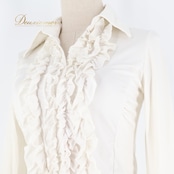 フラメンコ 衣装 トップス ブラウス ホワイト系 白 無地 ボランテ フリル 長袖 襟 伸縮 ストレッチ ダンス パーティ 発表会 フリルブラウス おしゃれ ダンス衣装 カジュアル シンプル イベント用 コスチューム