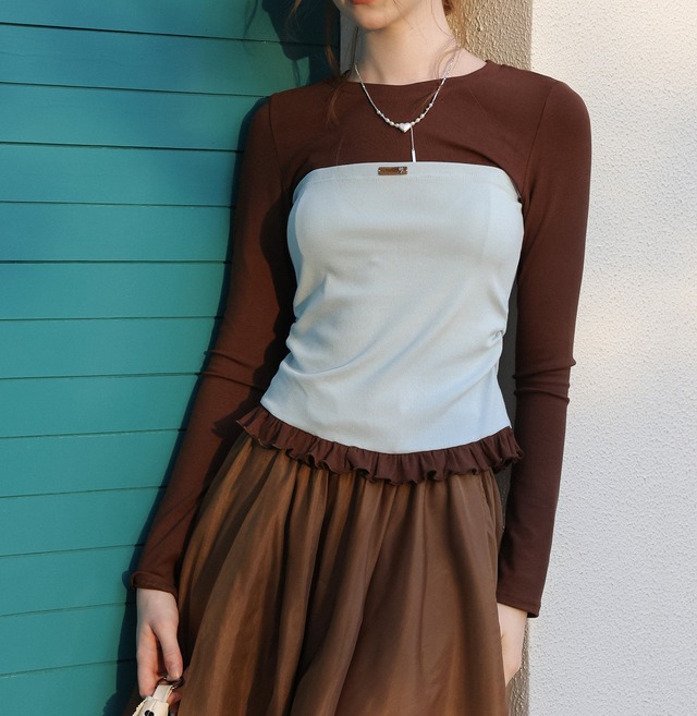 【M0251】Color Block Layered Top