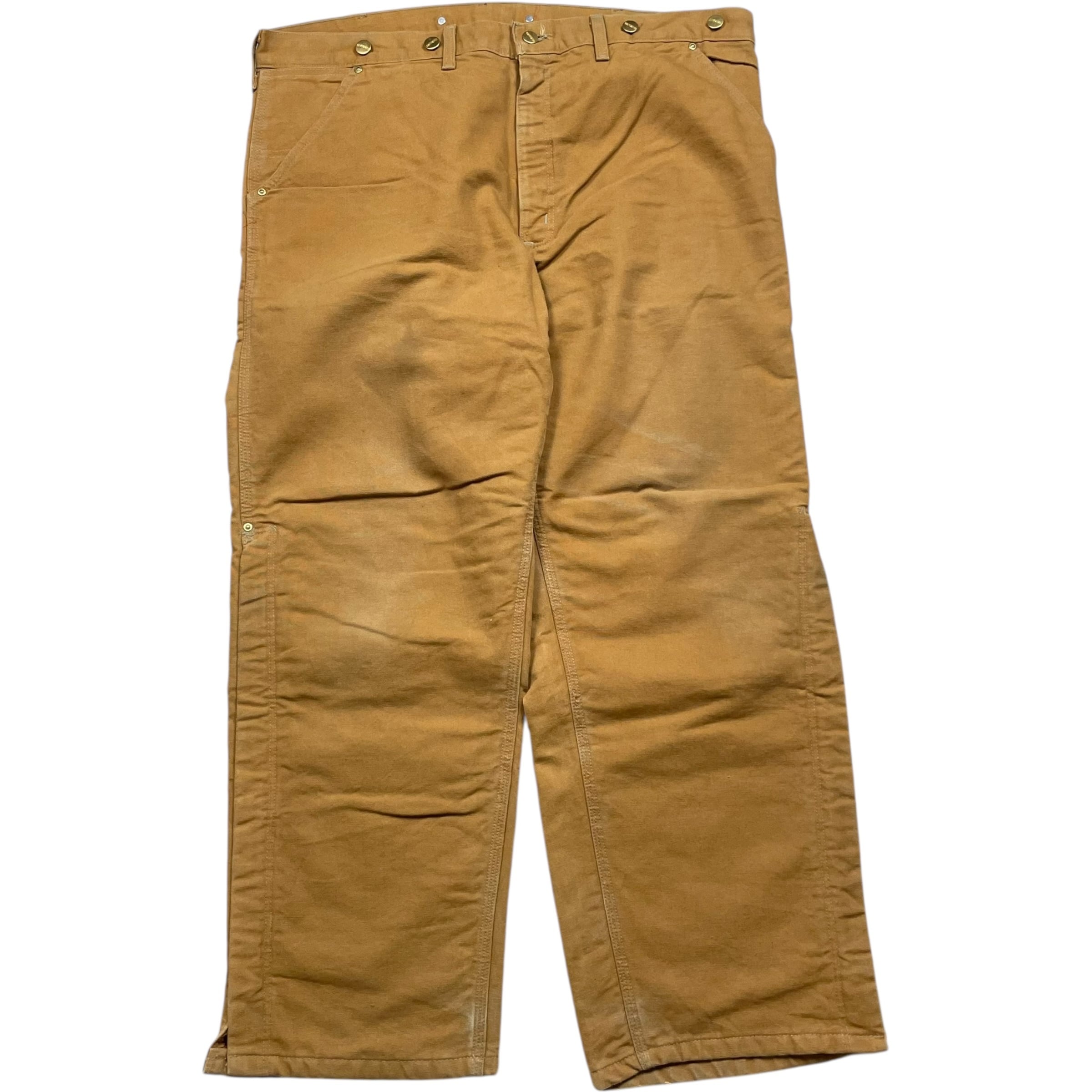 《実寸W41L30》 Carhartt カーハート ワークパンツ ペインターパンツ USA製 裏地キルティング カーキー no.9910