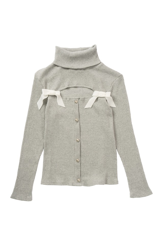 open ribbon rib tops〈gray〉