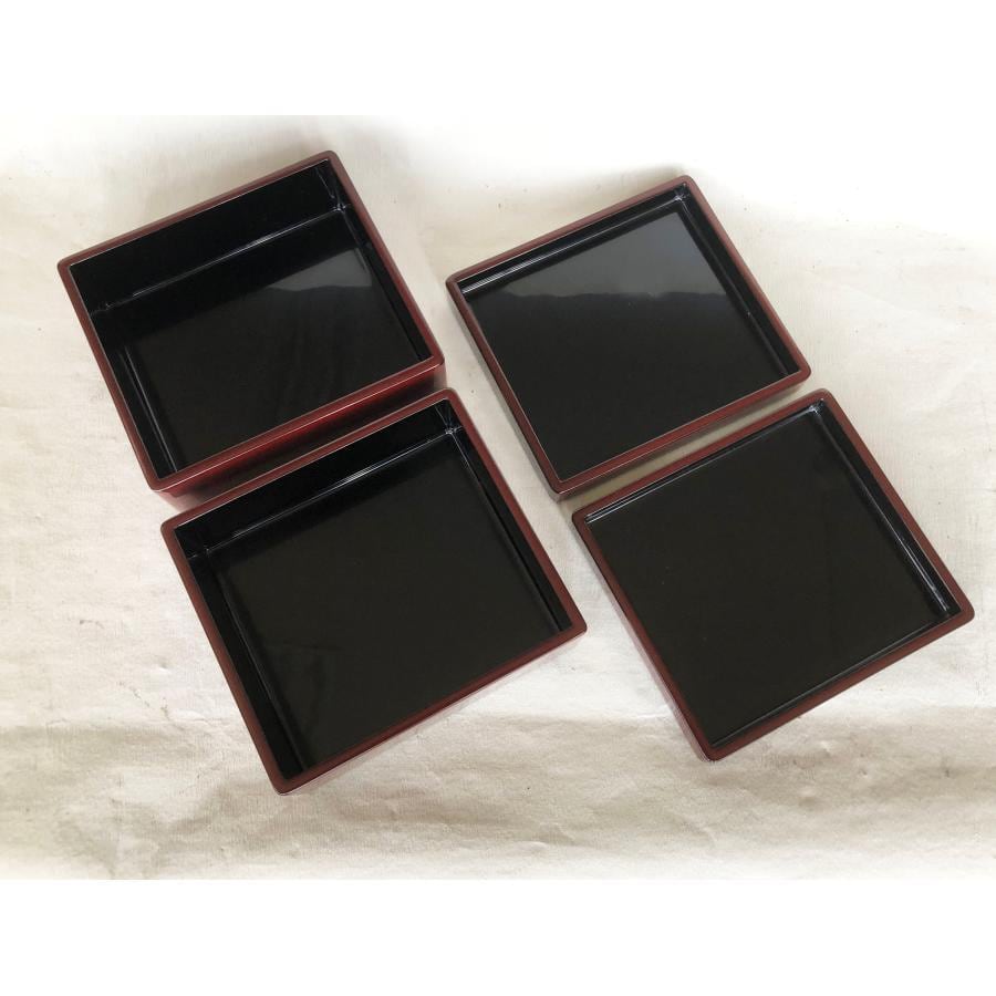 重箱 おせち 銀朱塗二段重内黒取皿二枚付 15cm 木製 漆塗り正月 弁当箱 重箱 おせち 銀朱塗二段重内黒取皿二枚付 15cm 木製