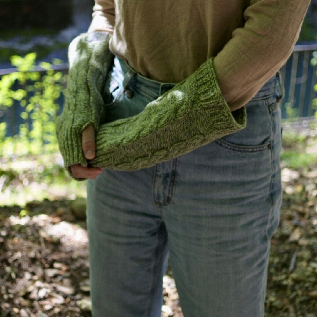 ミックスニット縄編みフィンガーレスグローブ | Pay ID