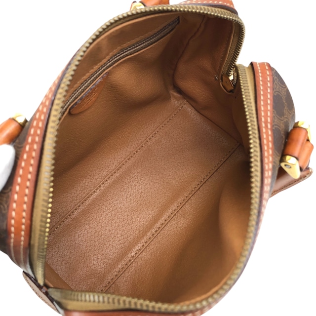 CELINE セリーヌ マカダム ショルダーバッグ ブラウン PVCレザー 2WAY ミニバッグ vintage ヴィンテージ オールド 6ryc2n