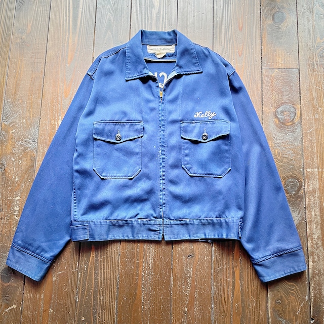 60s Chain Stitch Embroidery Gabardine Work Jacket GRIPPER ZIPPER 