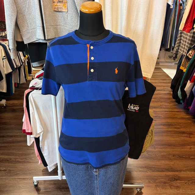 Polo Ralph Lauren ワンポイント刺繍ヘンリーネックボーダーTee | 古着 