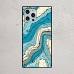 受注生産 iPhoneケース 水色の地層マーブル｜紙マーブリング MARB004B