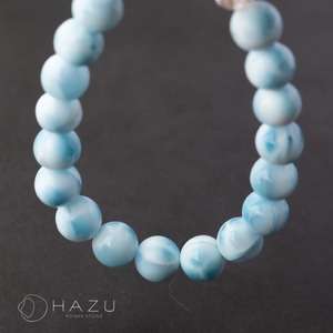 【1点もの】波模様はっきりラリマーブレス［ラリマー／水晶］