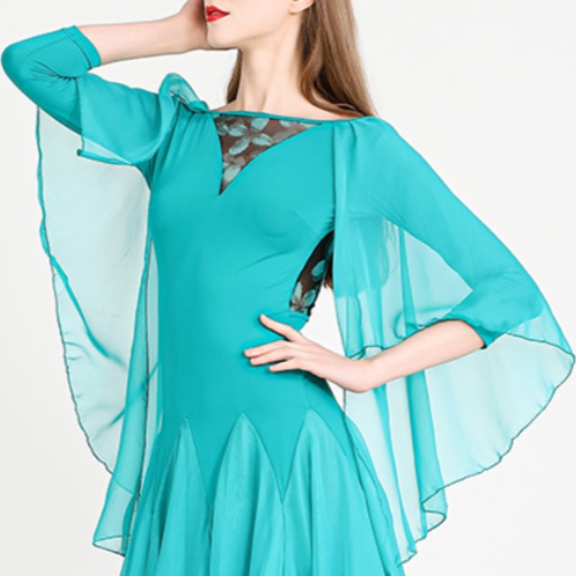 フローラル ケープスリーブ シースルー モダンドレス 1col　D00436