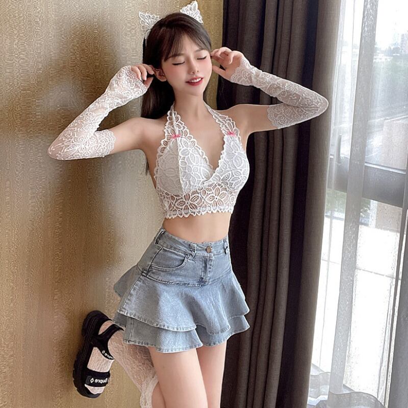 ホルタートップス ハイウェストウェストジーンズ スカート レディース 大人ガーリー スウィート キュート カジュアル ハンチェンe87497554733