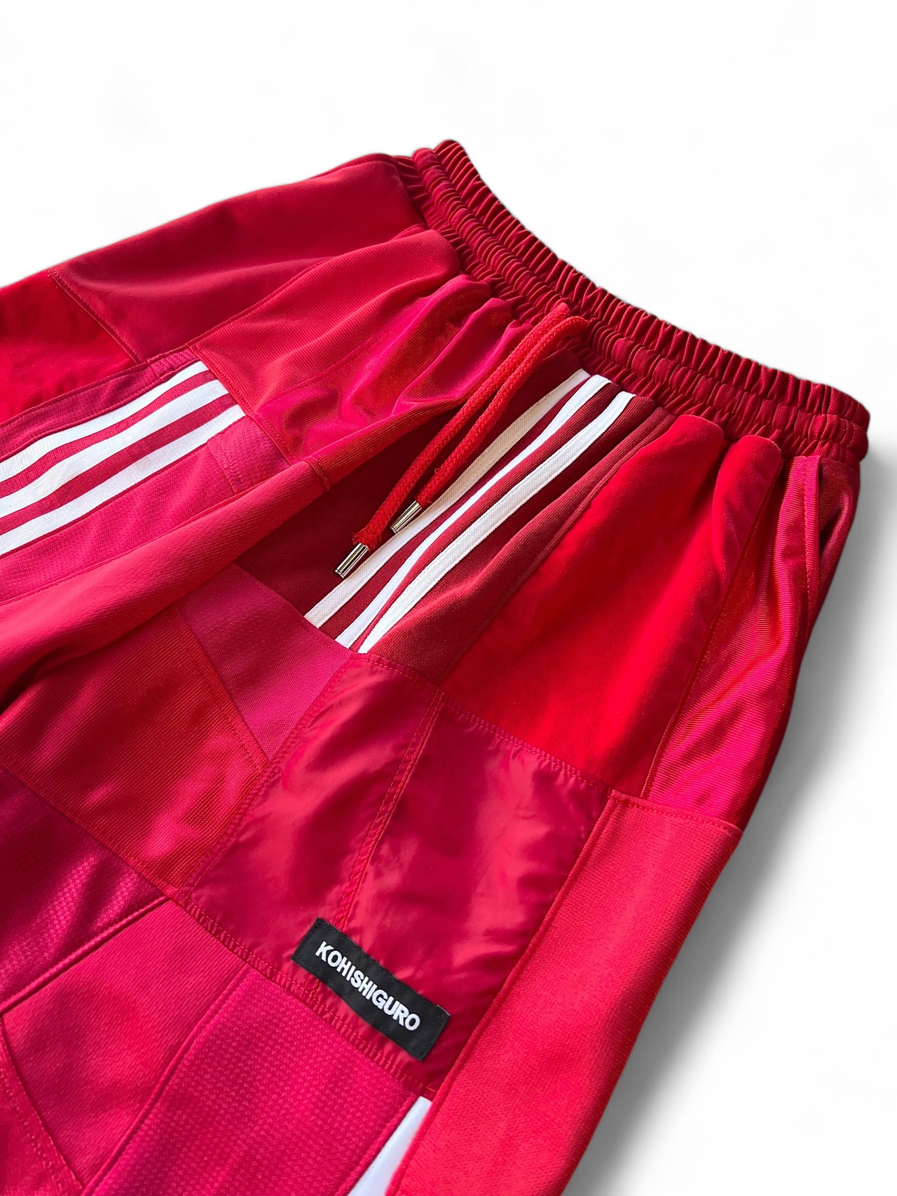 KOH ISHIGURO Upcycled Crazy Patchwork LINE wide pants -RED- Mens model - 2