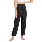 [Nippaws] ジョガーパンツ レディース ゆったり ヨガパンツ トレーニングパンツ フィットネス ロングパンツ(L,ブラック)