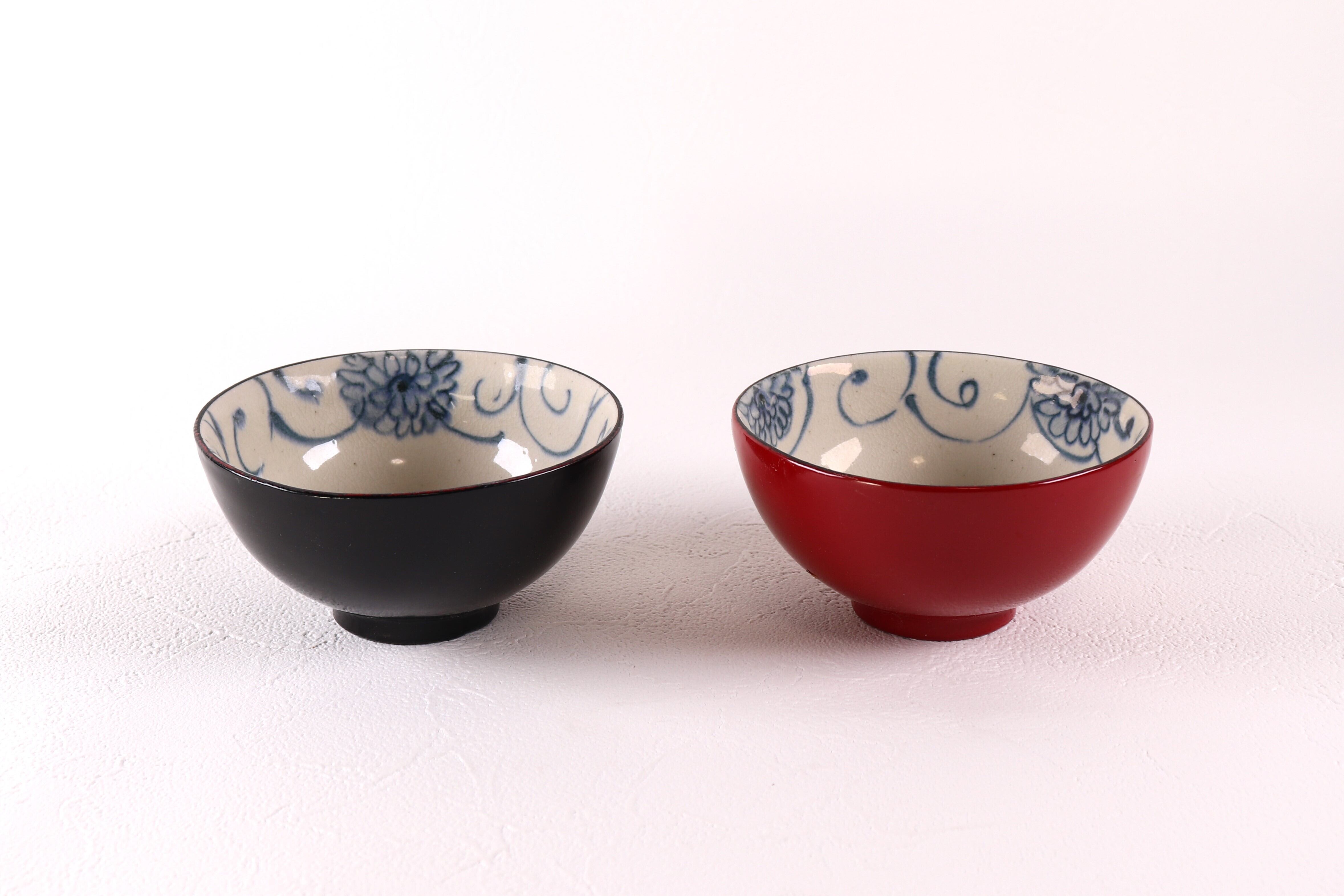 漆陶 和み茶碗 花唐草【アウトレット】