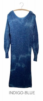 【インディゴ染めシルクモヘアワンピース】KNIT 243-1