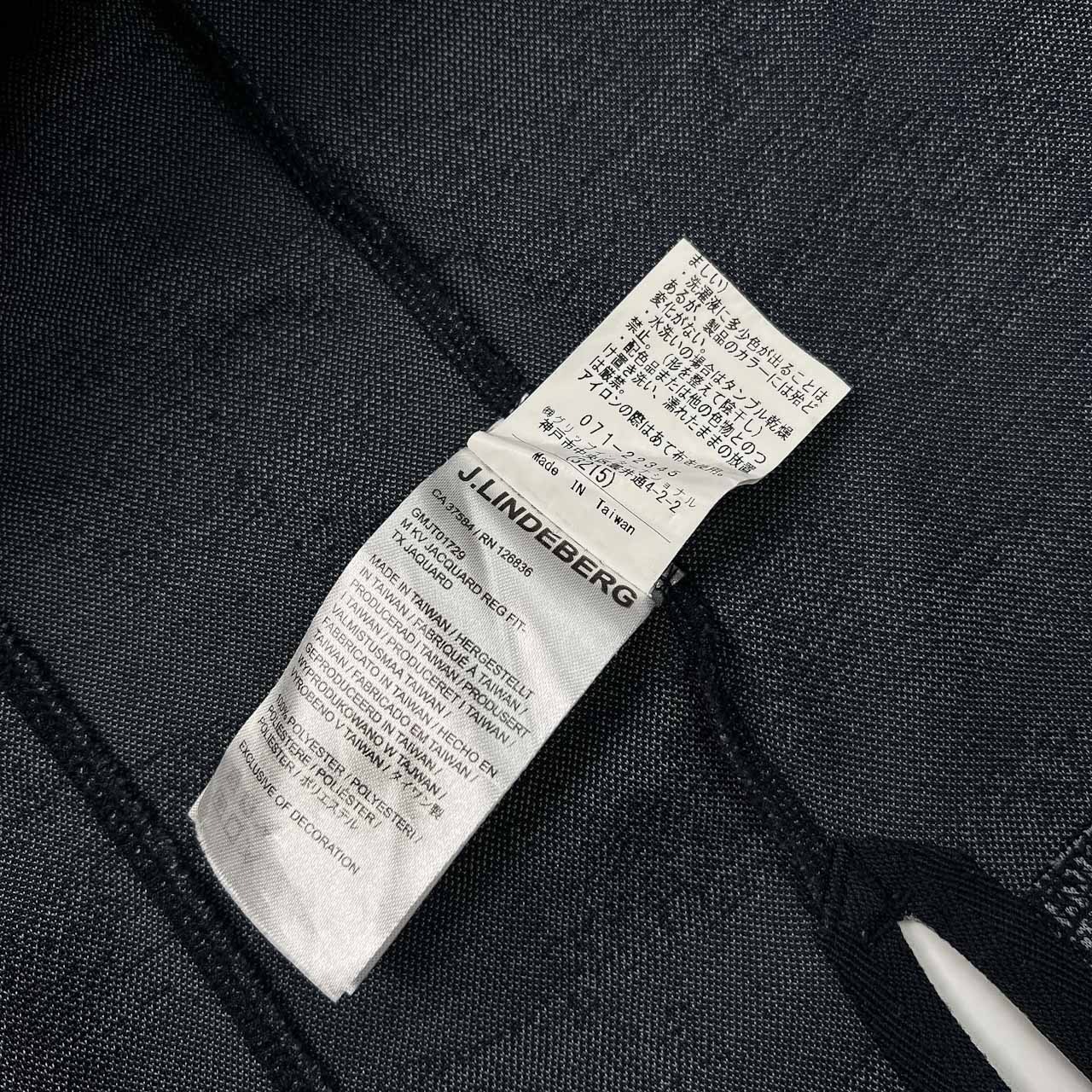 J.LINDEBERG ジェイリンドバーグ 総柄 半袖 ポロシャツ サイズ M /メンズ/ゴルフ/スポーツ/ネイビー系