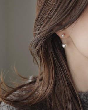 ダブルパールピアス-Short／K14GF