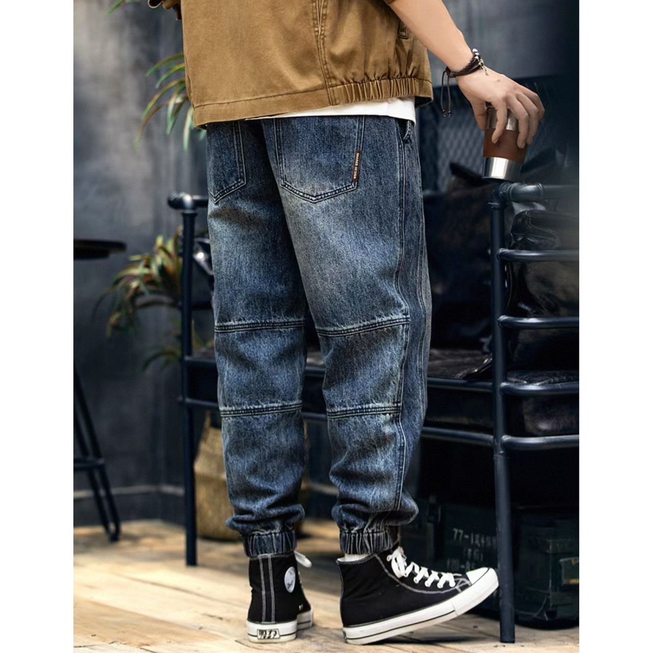 Tapered denim jogger pants 1303 - 8