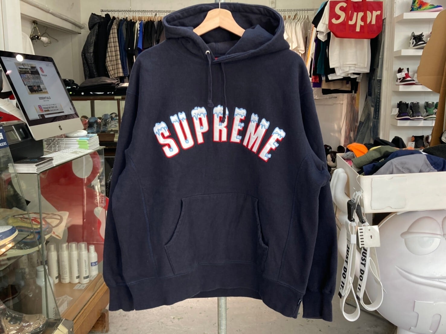 Supreme Icy Arc Hooded Sweatshirt Navy L