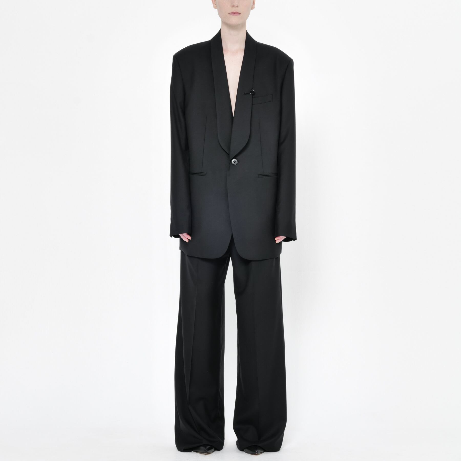 Black Shawl Collar Oversized Blazer | DRESSEDUNDRESSED