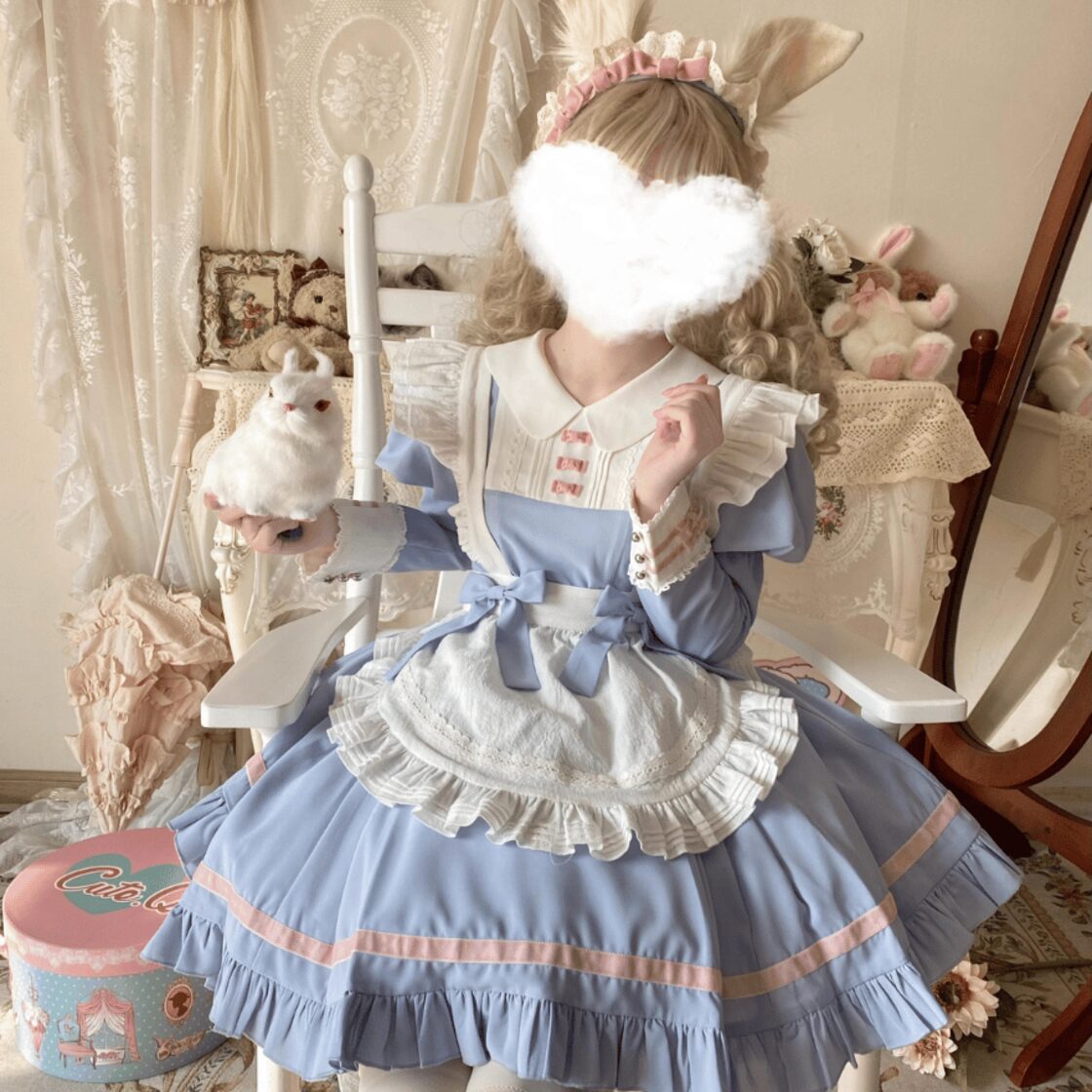 コンカフェ 衣装 メイド服 ゴスロリ ブルー ゴスロリ メイド服 ロリータ 青 ブルー コスプレ メイド喫茶