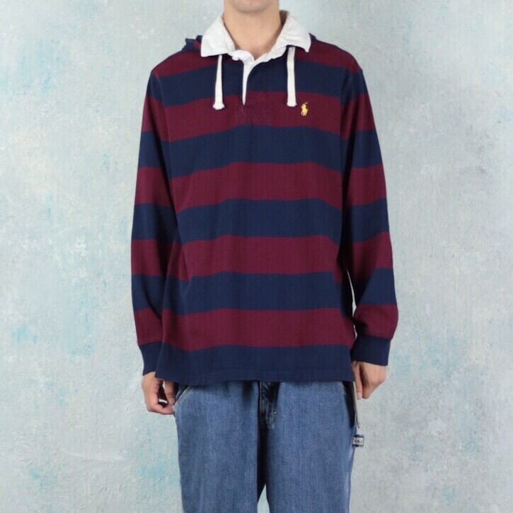 Polo by Ralph Lauren フーデッド ボーダー柄 ラガーシャツ 【FF-2885