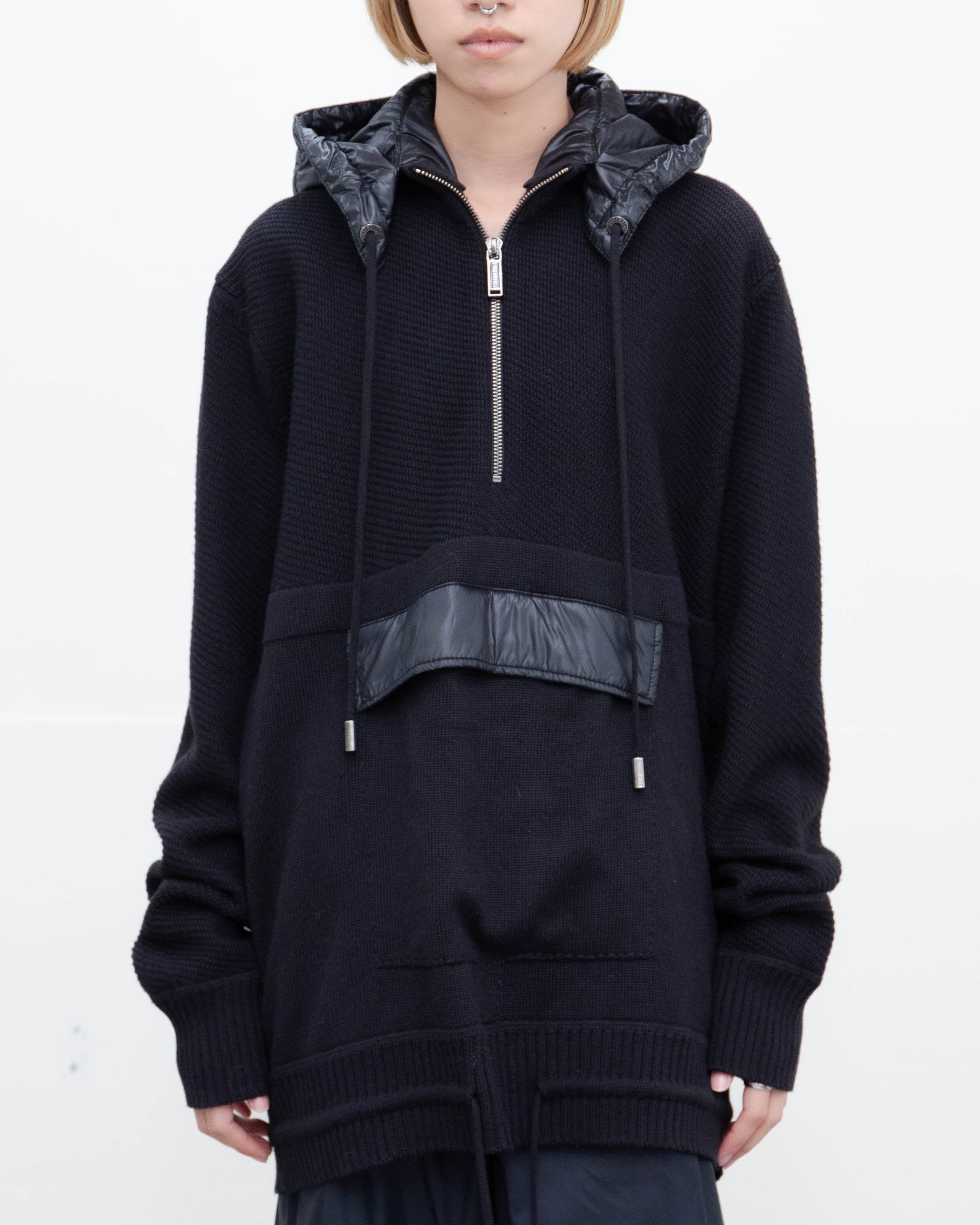 2000s DIRK BIKKEMBERGS - half-zip knit jumper w/detachable nylon