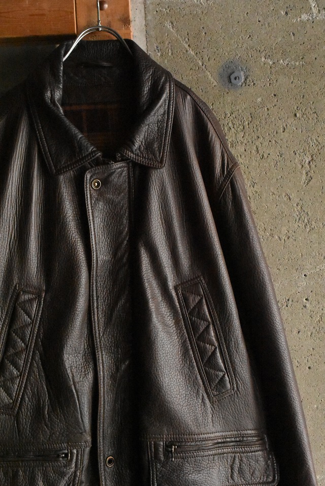 OK／80-90's "Skipper's" lambs skin leather hunting coverall