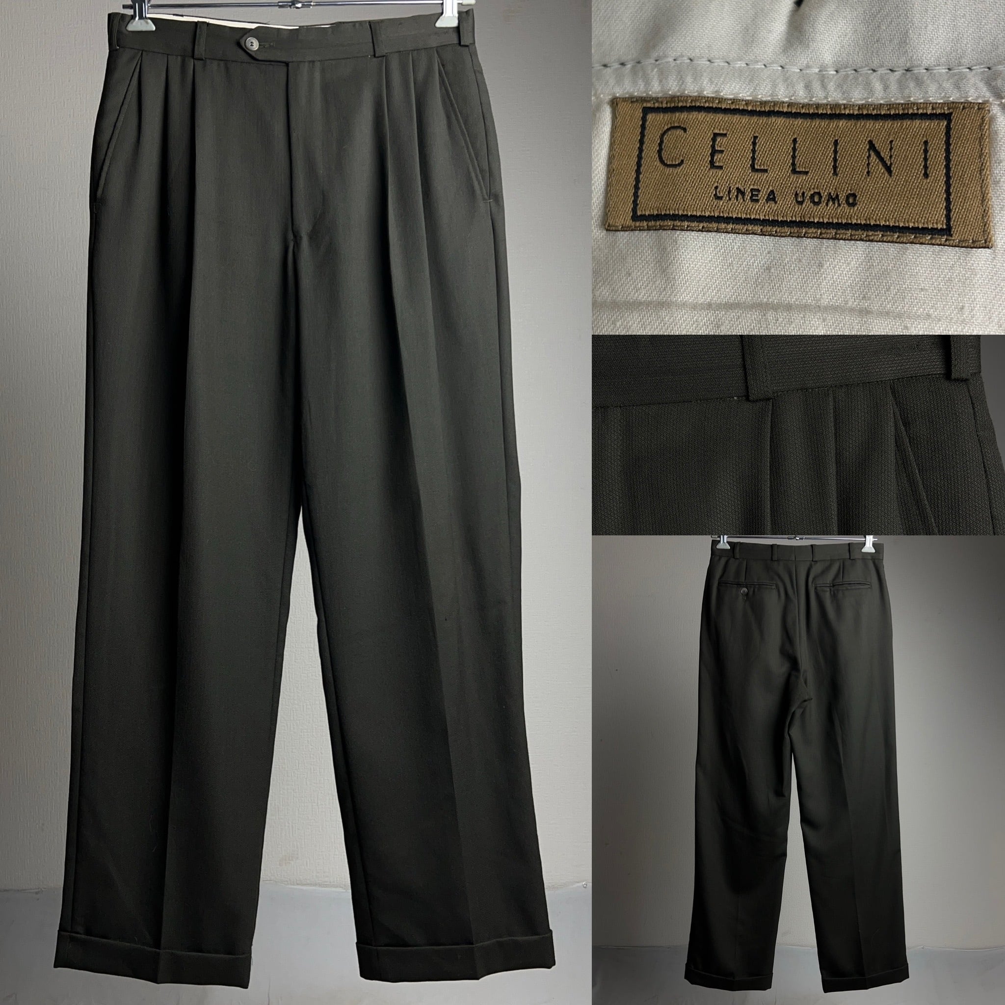 CELLINI 3tuck Wide Slacks W31 3タック ワイドスラックス 織柄 CELLINI 3tuck Wide Slacks W31 3タック ワイドスラックス 織柄