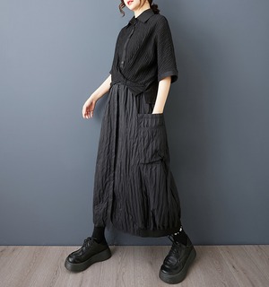 Black Pleated Balloon Skirt / ブラック プリーツ バルーン スカート