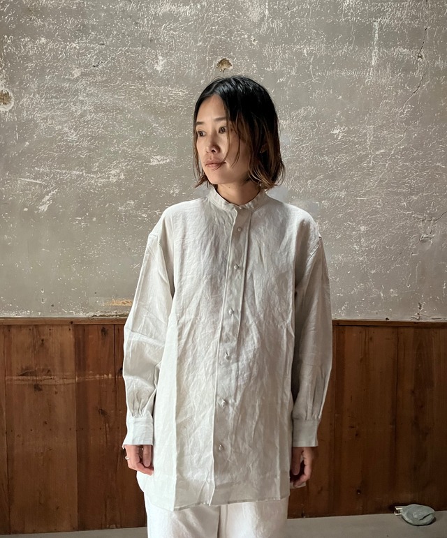 COSMIC WONDER ｜High count linen classic shirt (Light gray)