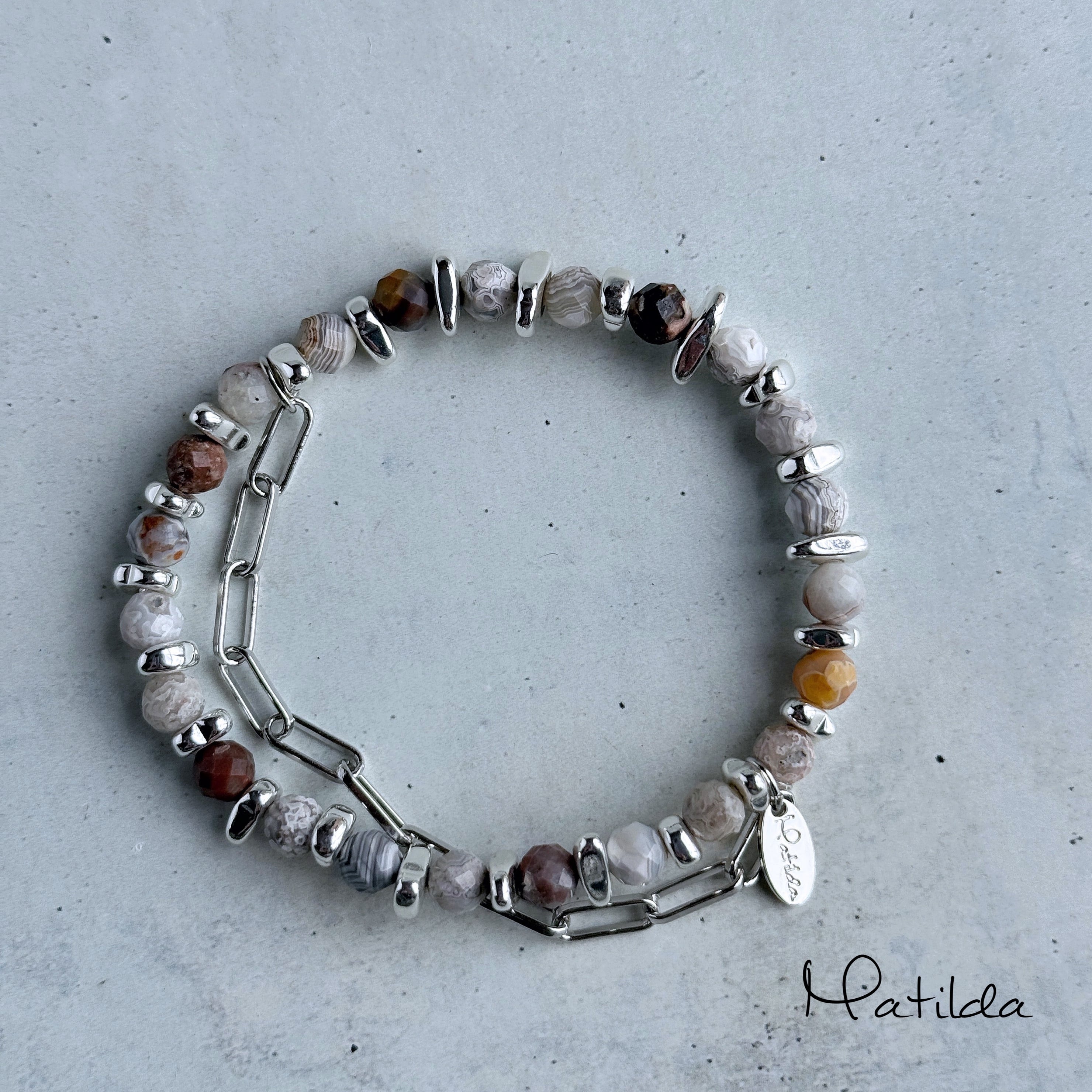 Chain & stone bracelet(ラグナレースアゲート)