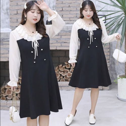 ドレス ワンピース パーティードレス ドレスワンピース 結婚式 発表会 演奏会 フォーマル レース フリル 膝丈 長袖 春秋冬 韓国 20代 30代 40代 大きいサイズ