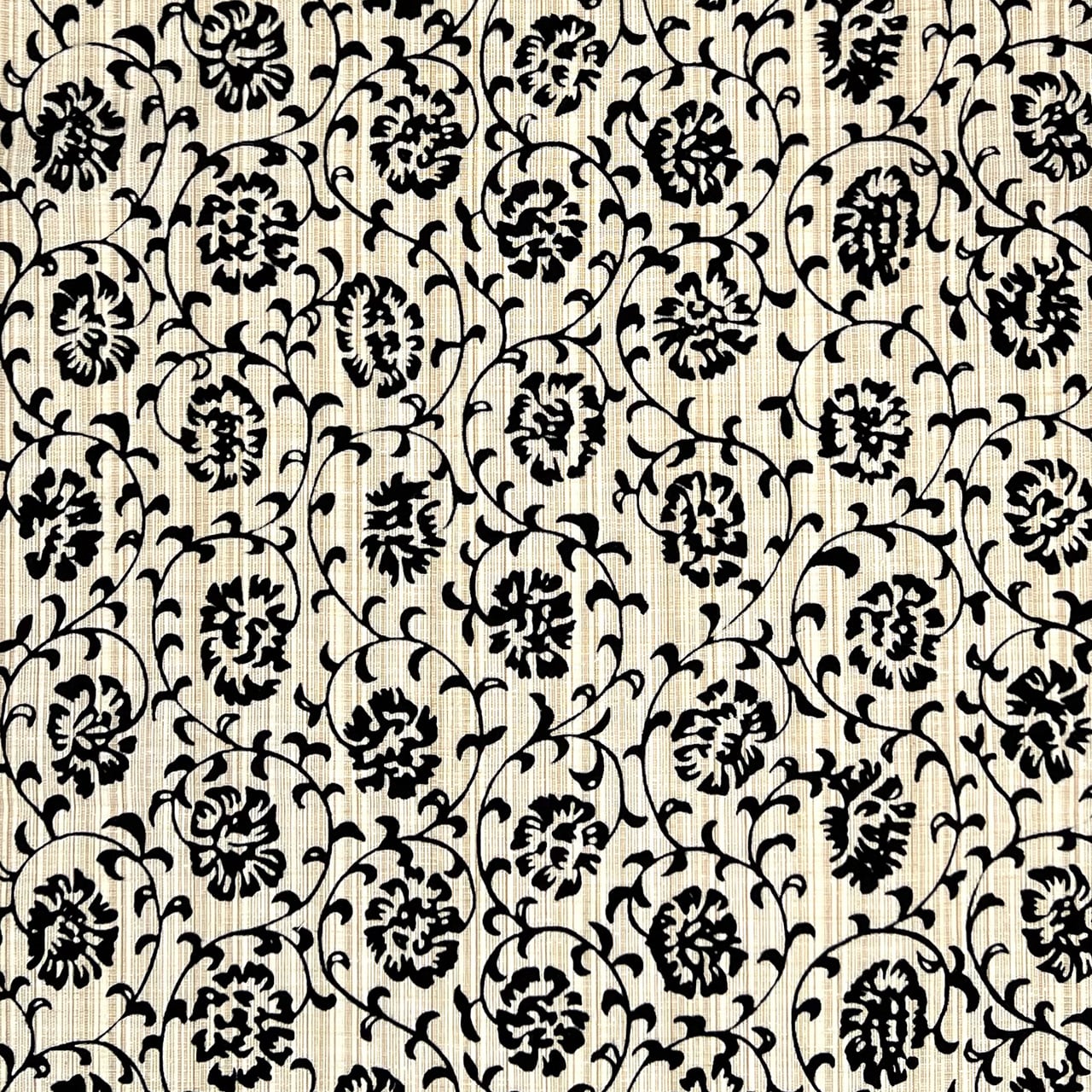 花唐草手拭い ベージュ×黒