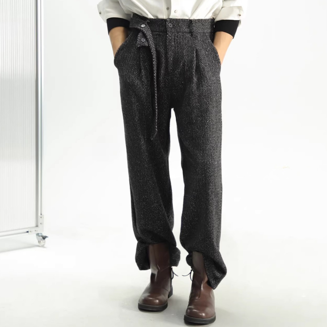 ベルテッド テーパード フルレングス パンツ　TB1835・画像2