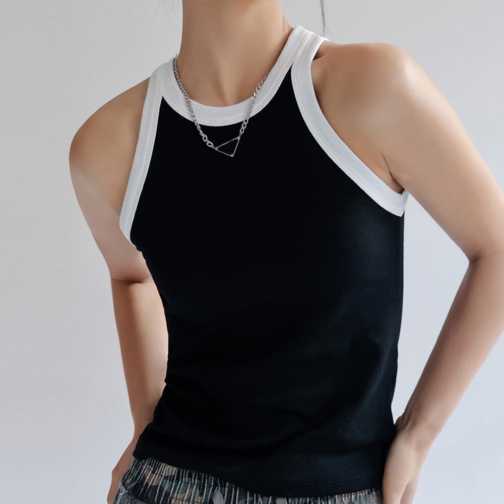 バイカラー ロング タンクトップ レディース 春夏 インナー トップス