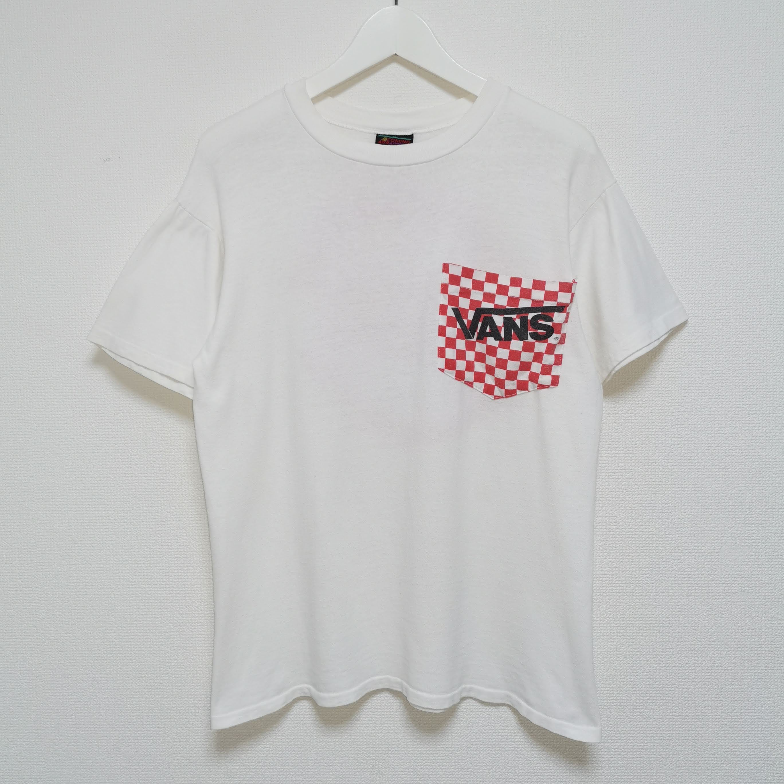 送料無料 80s M VANS チェッカー ポケット Tシャツ BMX ポケT USA製