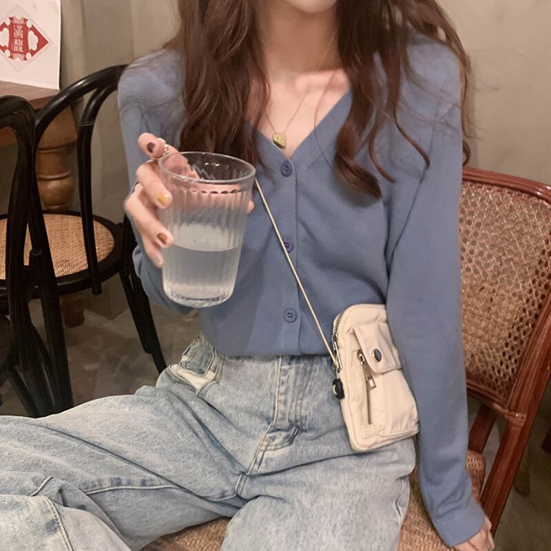 スプリングルーズニットセーター レディースオータム薄手カーディガンショートトップス コート ロング 春物 秋物 試着室35500321417