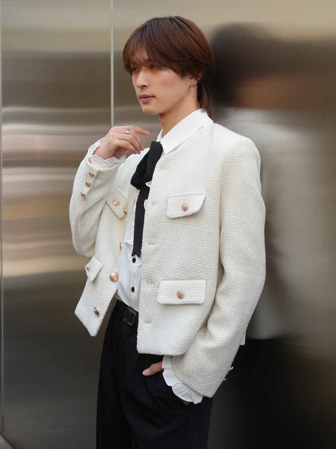 ALUDE SELECT】gold no color tweed jacket | 【ALUDE】韓国メンズ 