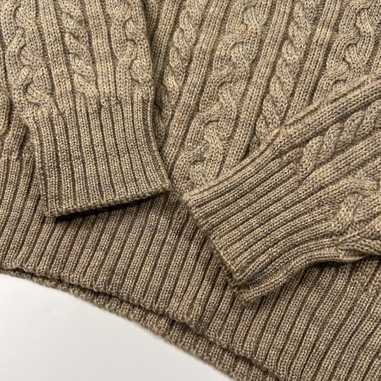 90s ビンテージ BOSTON TRADERS ボストントレーダーズ ヘンリーネック ケーブル編み ウールニットセーター サイズ M /ベージュ系