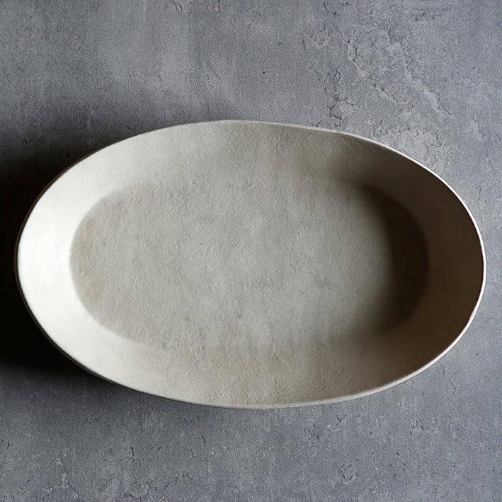オーバル深皿(白灰化粧)