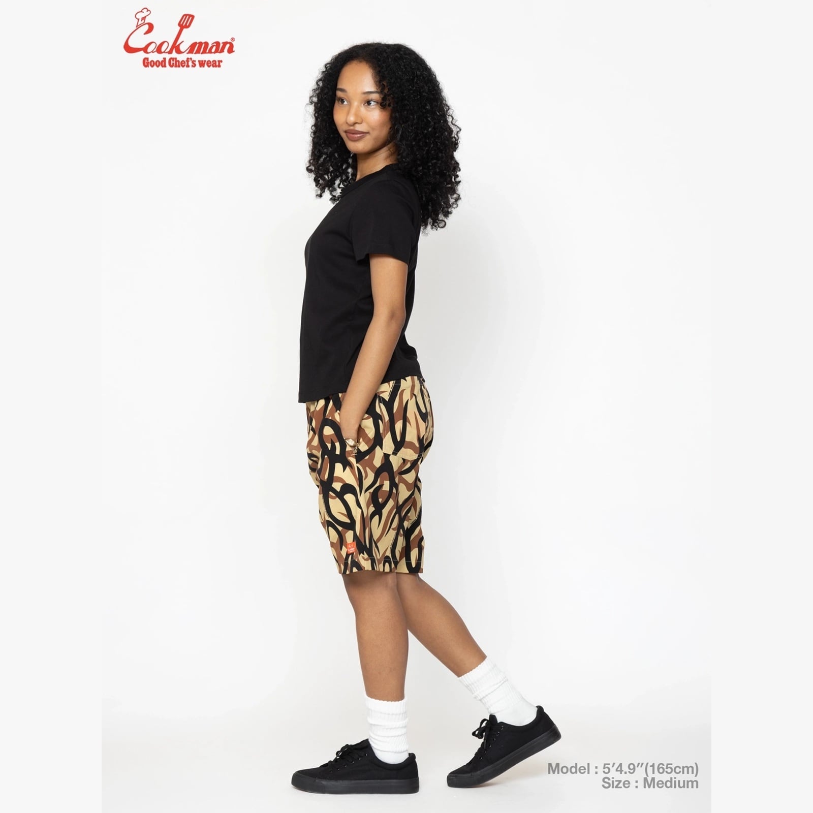 COOKMAN 】Chef Pants Short Light Tribal Camo Beige クックマン